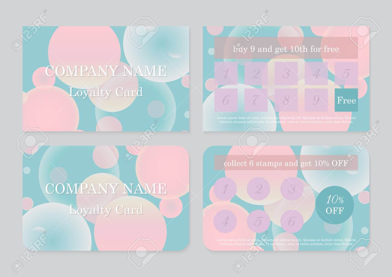 Set Of Two Loyalty Card Templates With Place For Text. Geometric.. Throughout Customer Loyalty Card Template Free