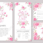 Set Of Wedding Invitation Card Templates With Watercolor Rose.. with regard to Sample Wedding Invitation Cards Templates