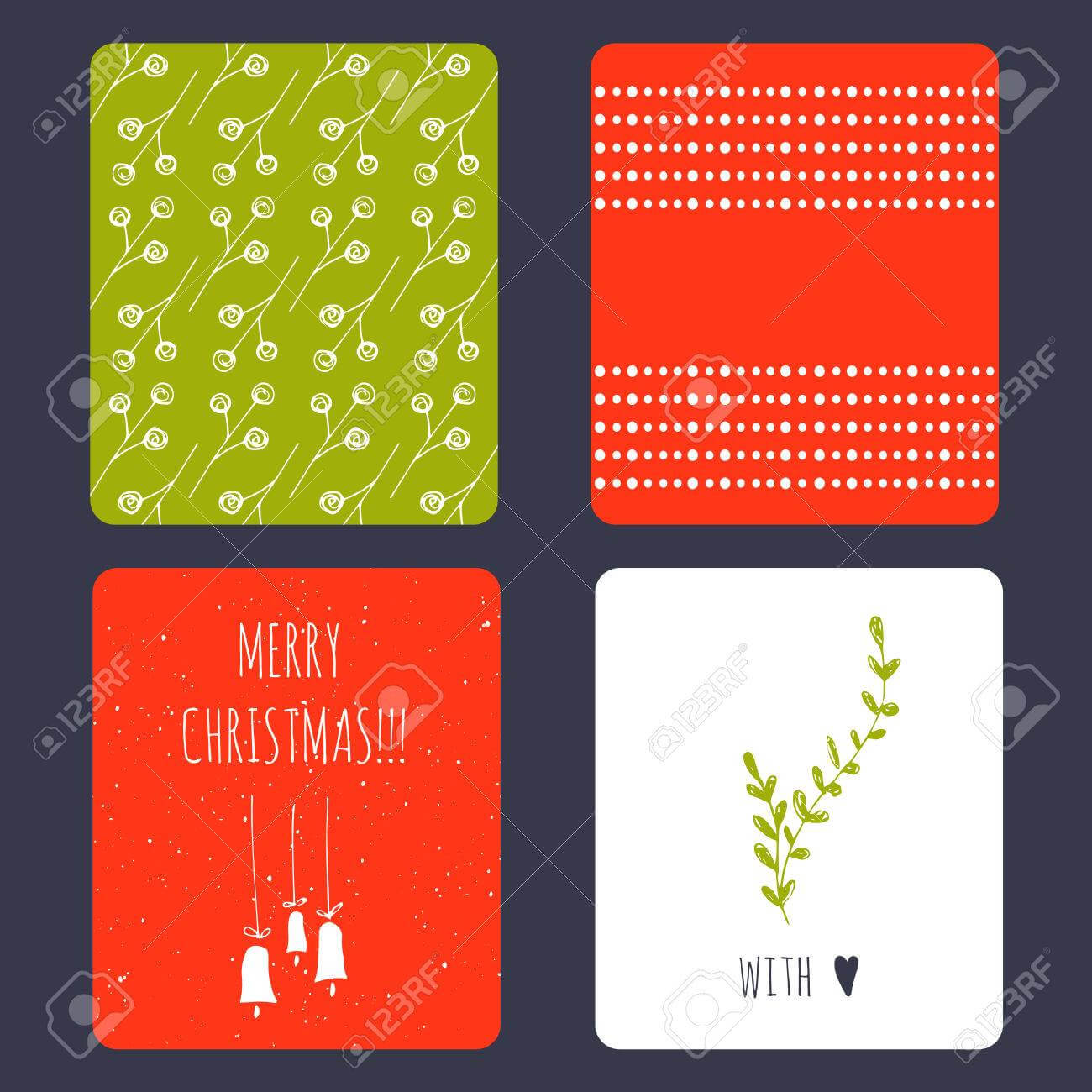 Set Of Winter Small Card Templates. Collection For Christmas.. Throughout Small Greeting Card Template