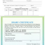 Share Certificate – Indiafilings Throughout Template Of Share Certificate