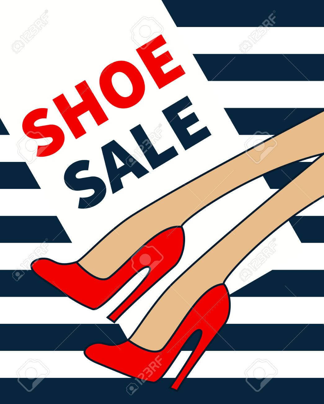 Shoe Sale. Vector Poster With Legs In High Heels. Template For.. Regarding High Heel Template For Cards