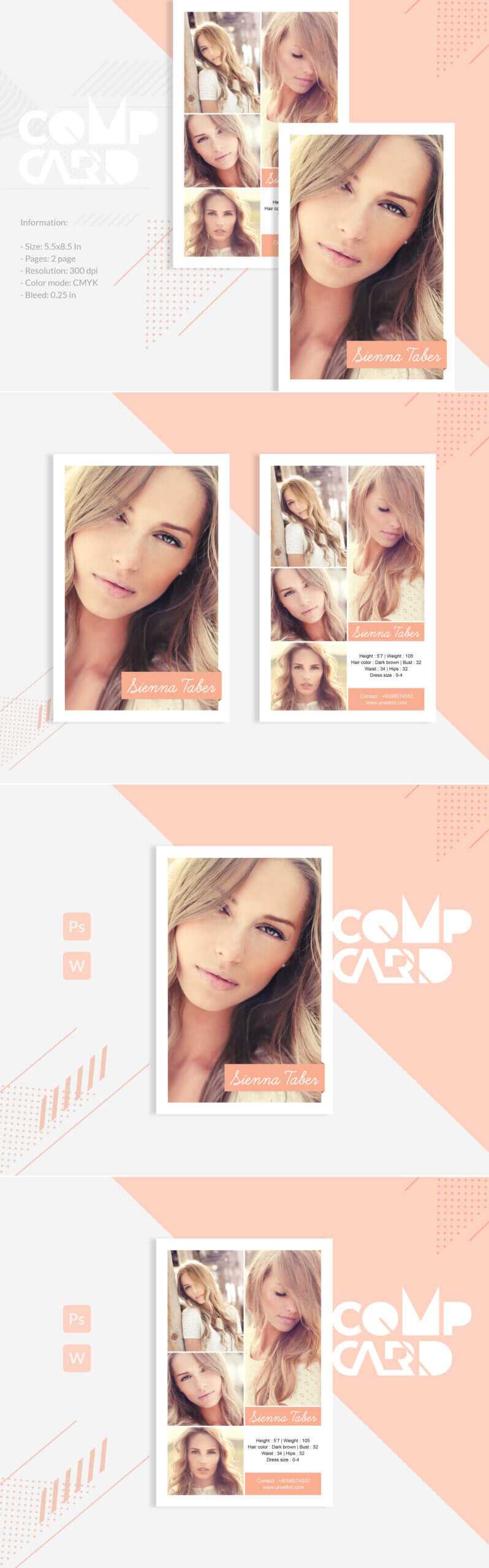 Sienna Taber – Modeling Comp Card Corporate Identity Template In Download Comp Card Template