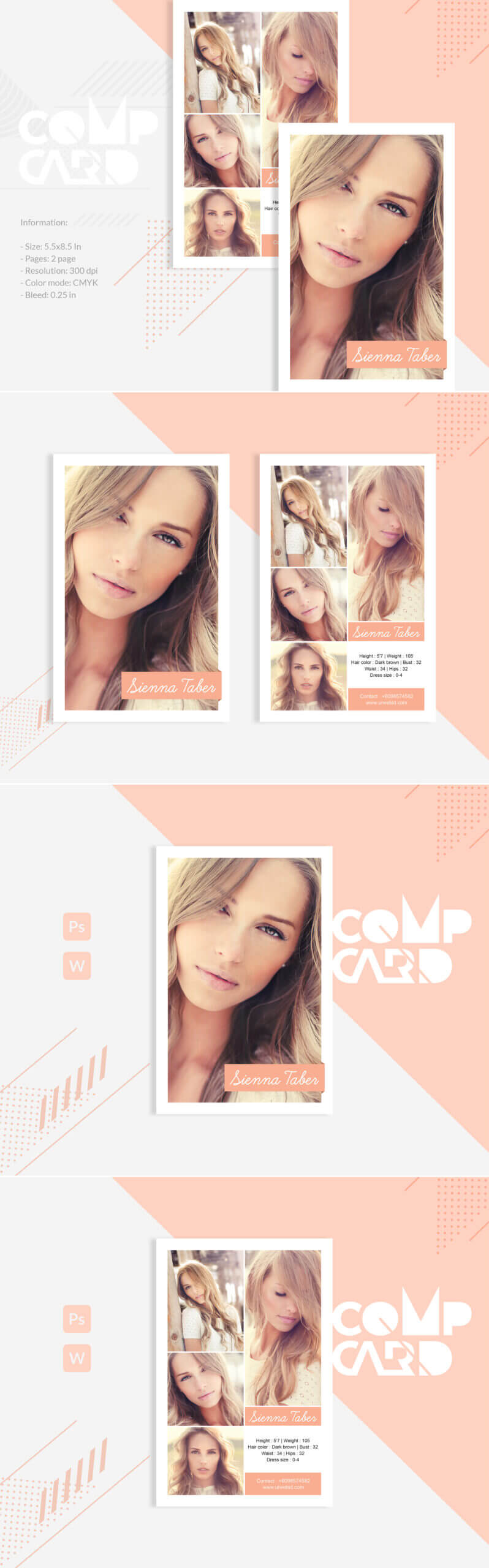 Sienna Taber - Modeling Comp Card Corporate Identity Template Within Comp Card Template Download