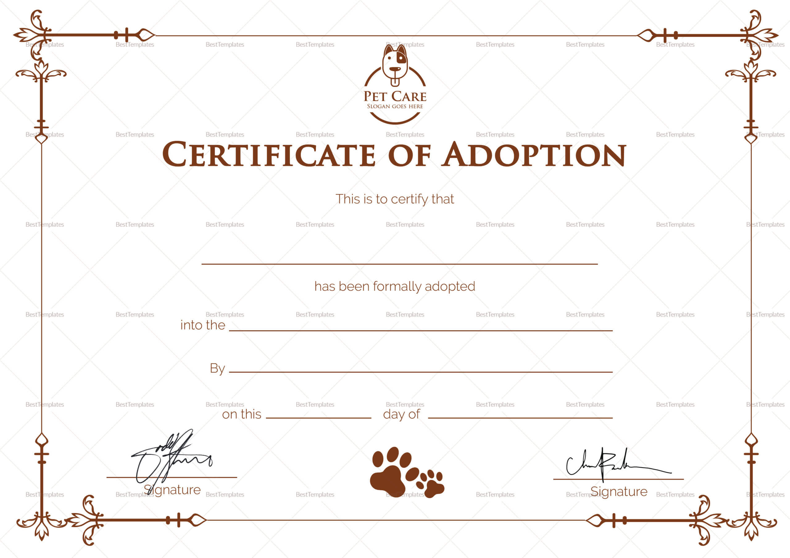 Simple Adoption Certificate Template With Regard To Blank Adoption Certificate Template