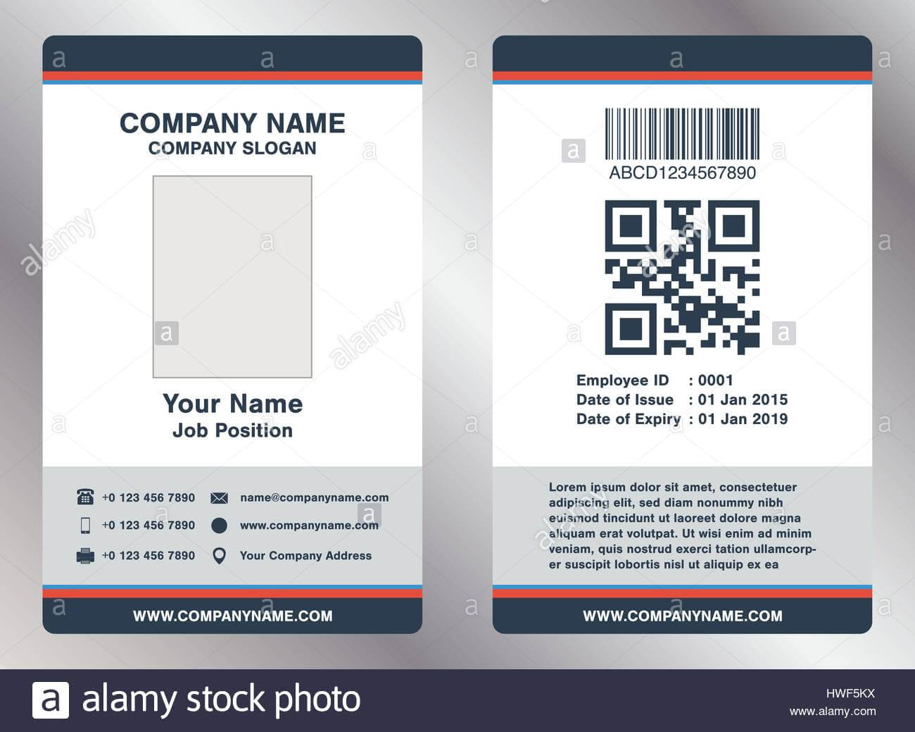 Simple Employee Business Name Card Template Vector Stock Intended For Pvc Card Template
