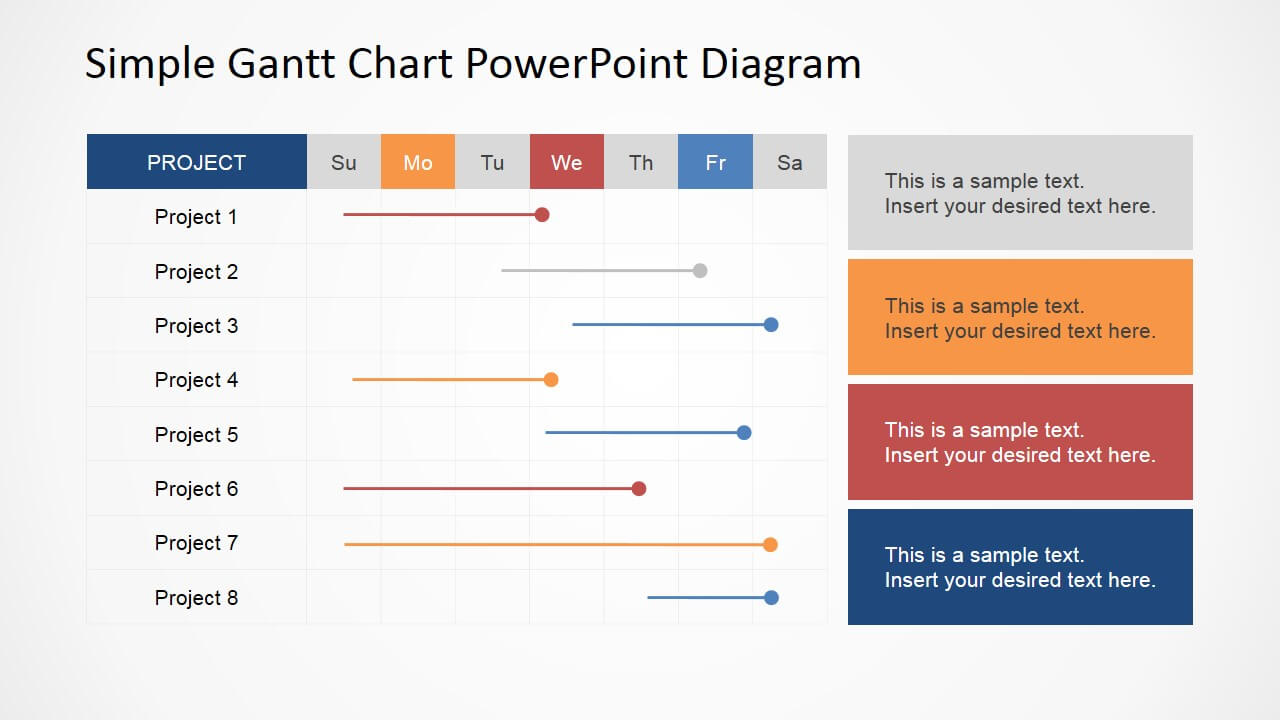 Simple Gantt Chart Powerpoint Diagram Within Project Schedule Template Powerpoint