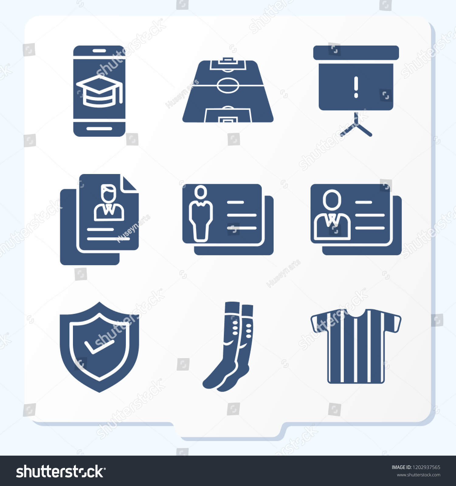 Simple Set 9 Icons Related Template Stock Vector (Royalty For Shield Id Card Template