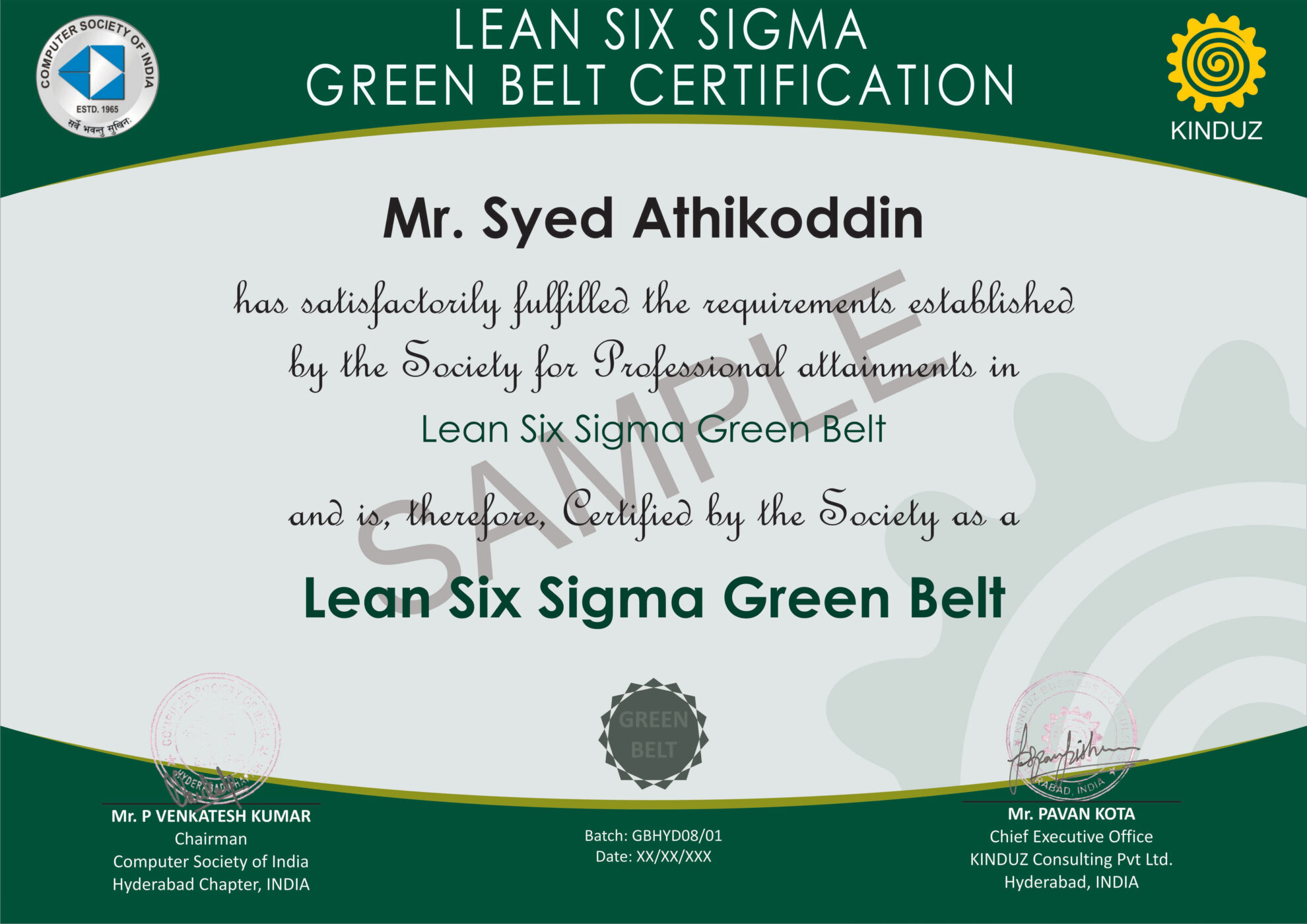 Green Belt Certificate Template Sample Professional Templates