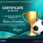 Soccer Certificate Diploma With Golden Cup For Soccer Certificate Templates For Word