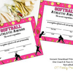 Softball Certificate Of Achievement – Softball Award – Print At Home –  Softball Mvp – Softball Certificate Of Completion – Sports Award With Softball Certificate Templates