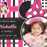 Sparkling Minnie Mouse Birthday Invitation Card Template Regarding Minnie Mouse Card Templates