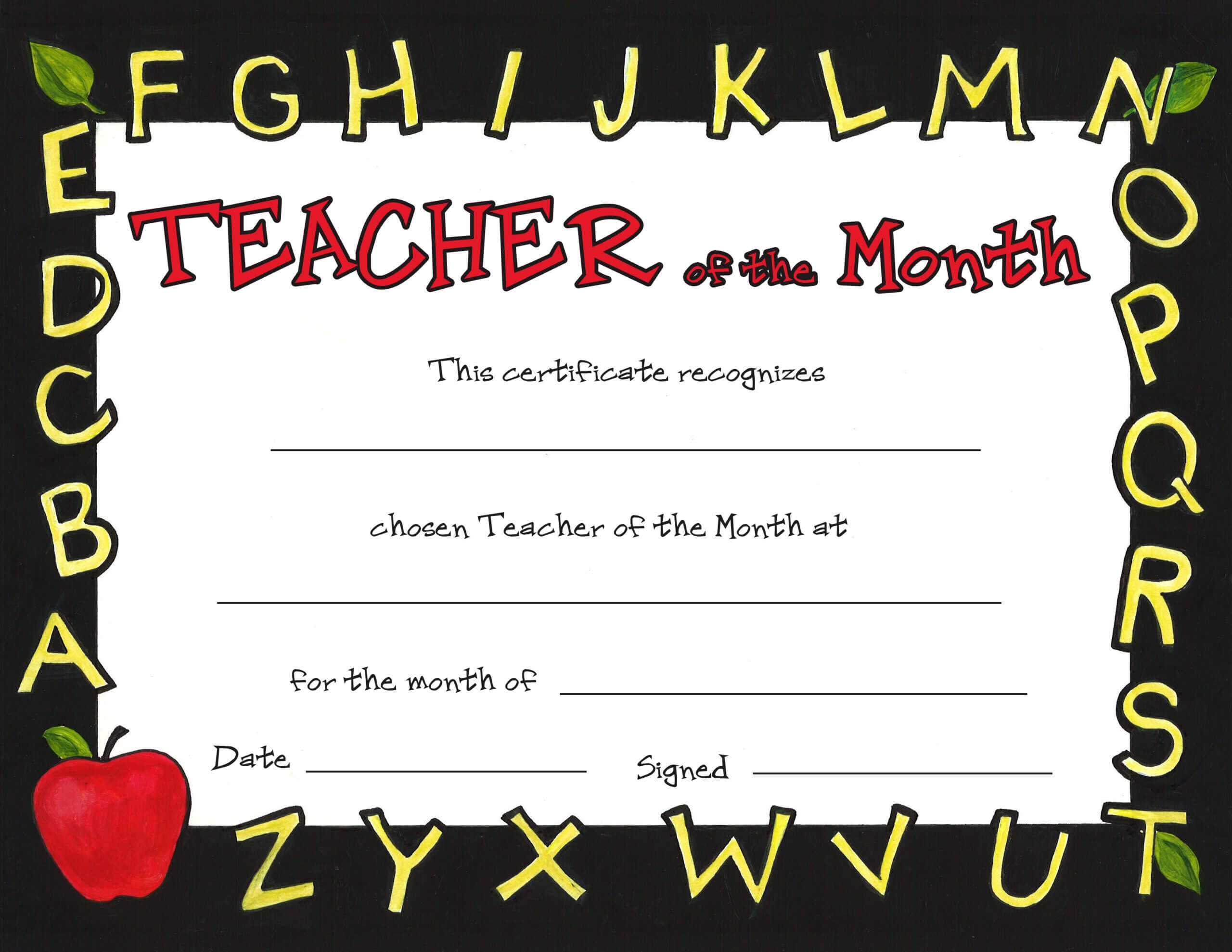 Special Awards With Teacher Of The Month Certificate Template