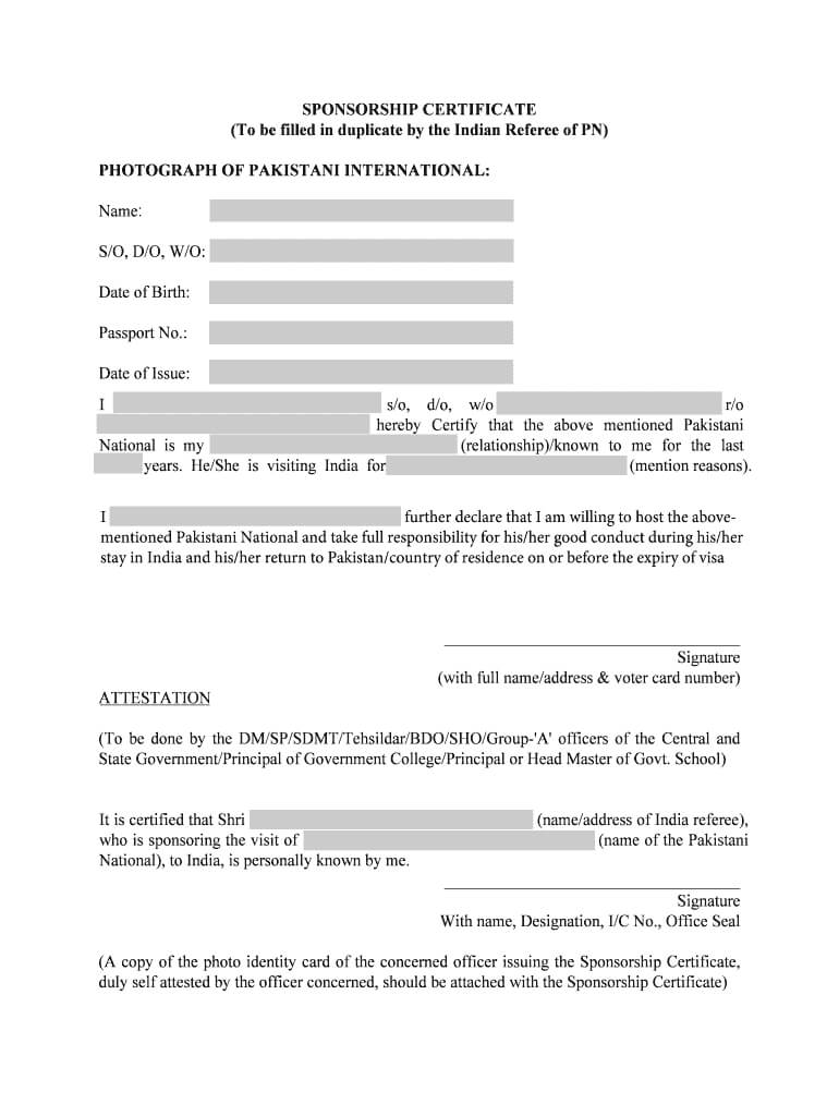 Sponsorship Visa – Fill Online, Printable, Fillable, Blank Intended For Good Conduct Certificate Template