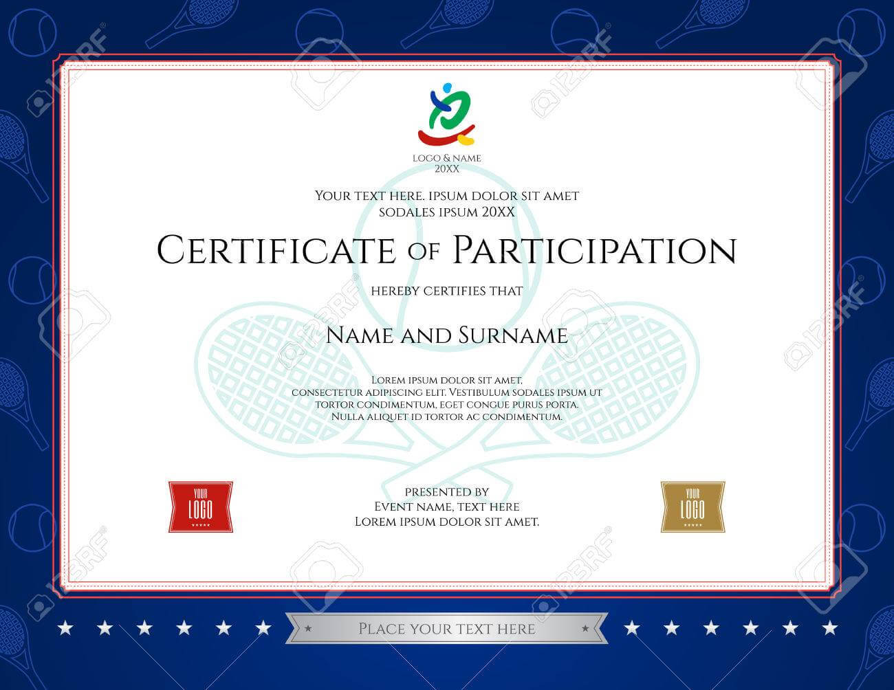 Sport Theme Certification Of Participation Template For Sport.. Throughout Templates For Certificates Of Participation