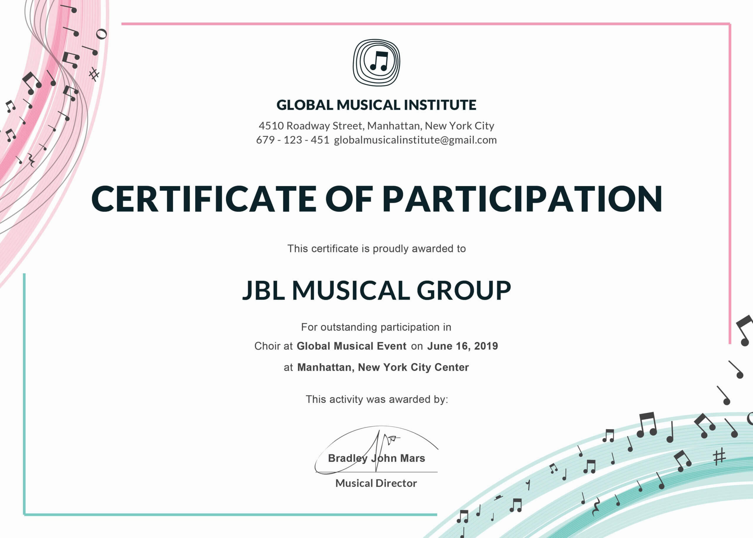 Sports Certificate Templates Free Printable Brochure Pertaining To Choir Certificate Template