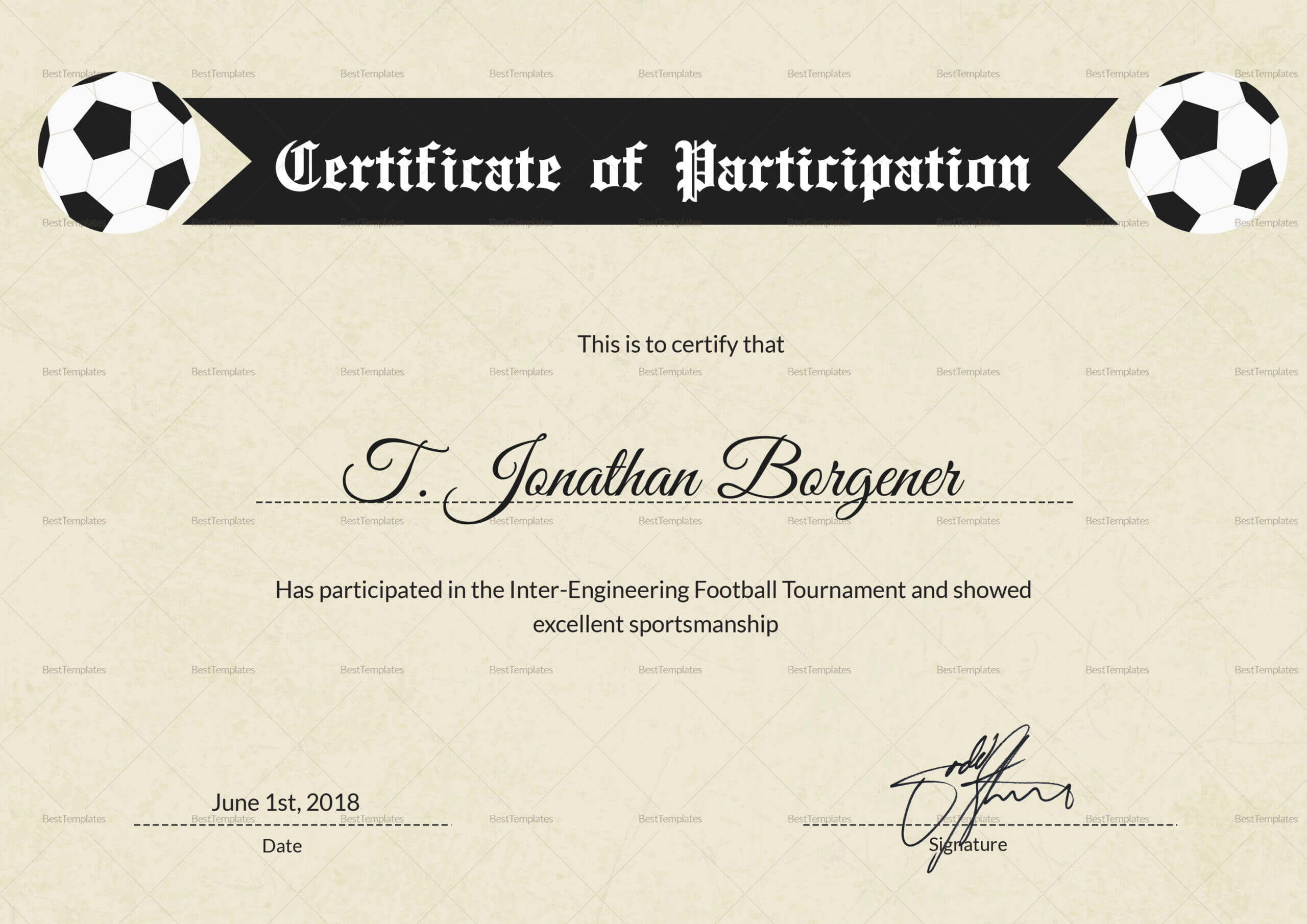 Sports Day Football Certificate Template Inside Sports Day Certificate Templates Free