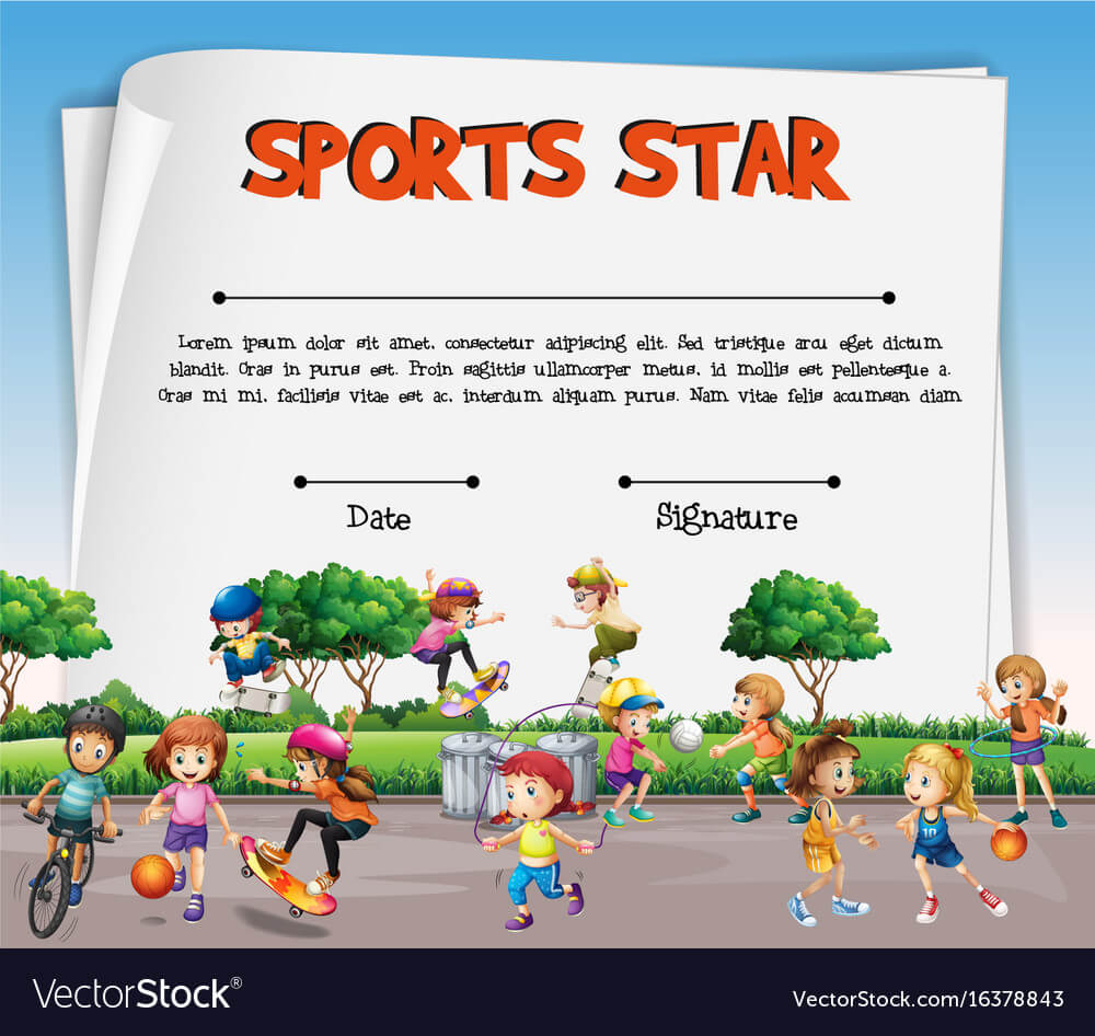 Sports Star Certificate Template With Kids Within Star Certificate Templates Free
