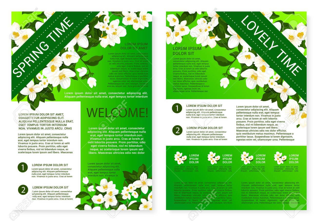 Spring Flowers Welcome Brochure Template Design Throughout Welcome Brochure Template