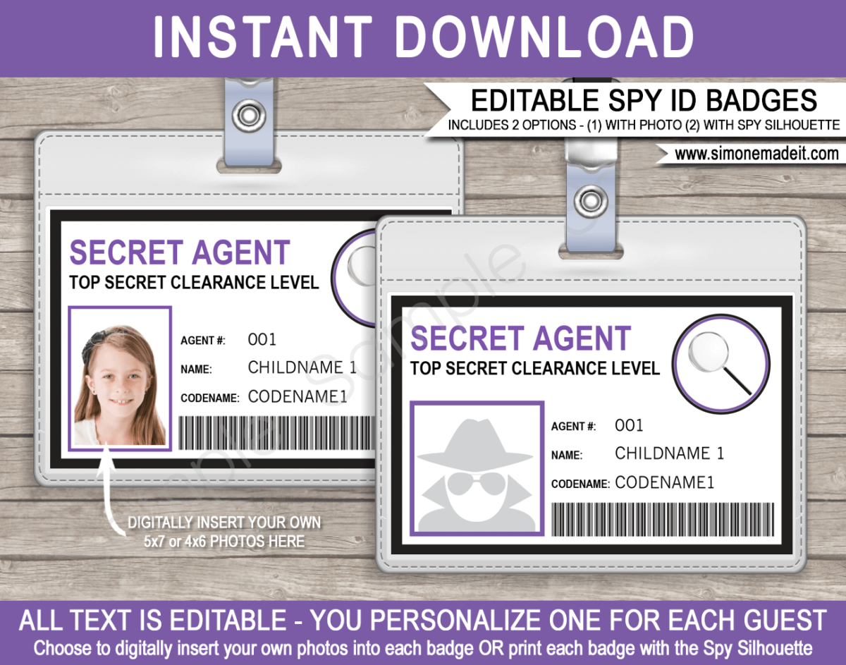 Spy Id Card Template Sample Professional Templates