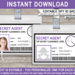 Spy Or Secret Agent Badge Template – Purple Inside Spy Id Card Template