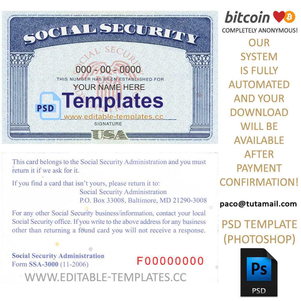 Ssn Usa Social Security Number Template For Social Security Card Template Psd