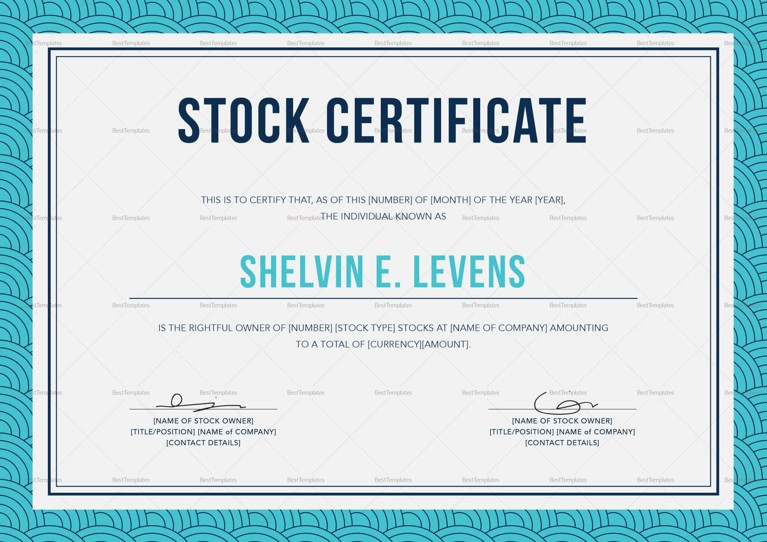 Stock Certificate Template Intended For Stock Certificate Template Word