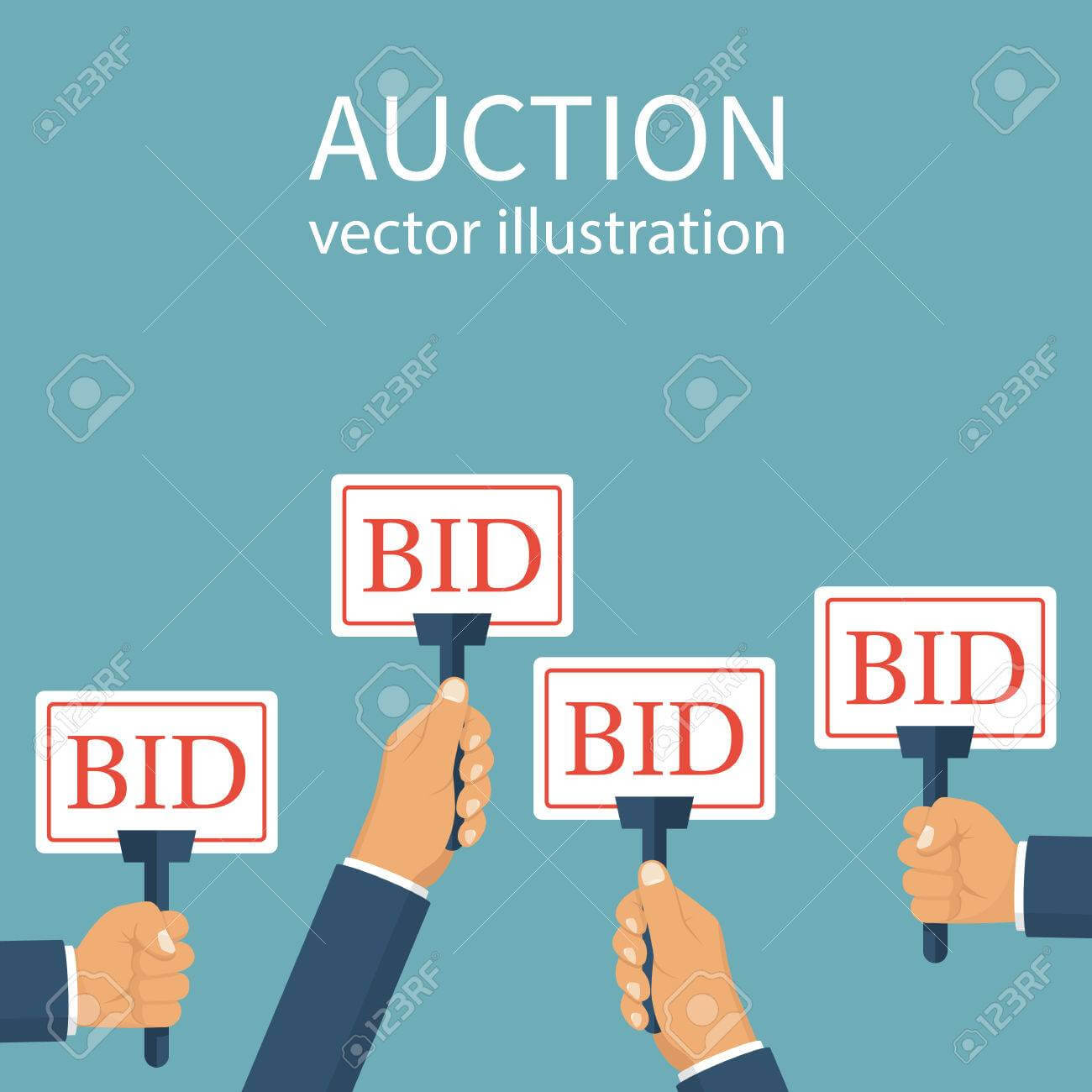 Stock Illustration In Auction Bid Cards Template