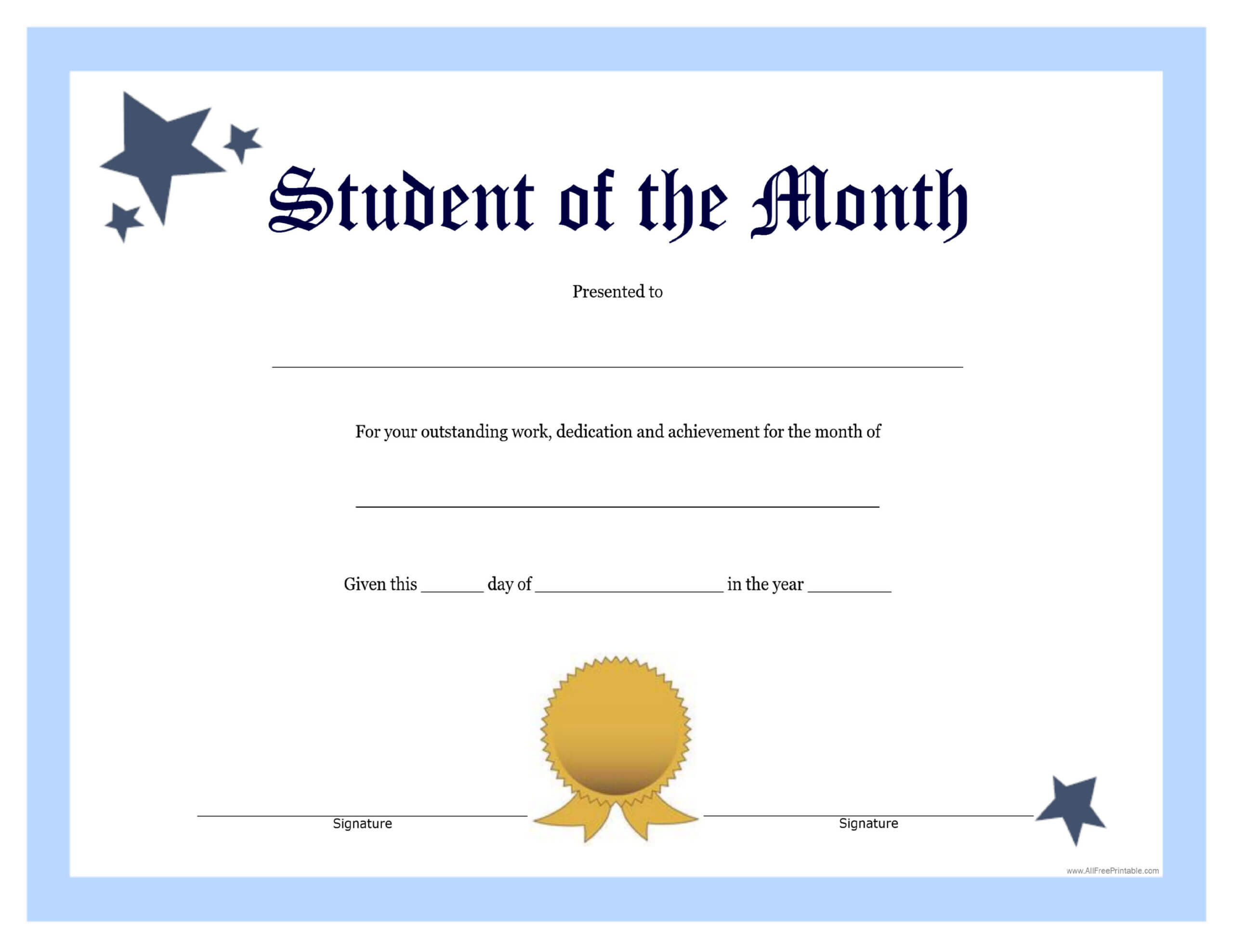 Student Of The Month Template | Asouthernbellein For Free Printable Student Of The Month Certificate Templates