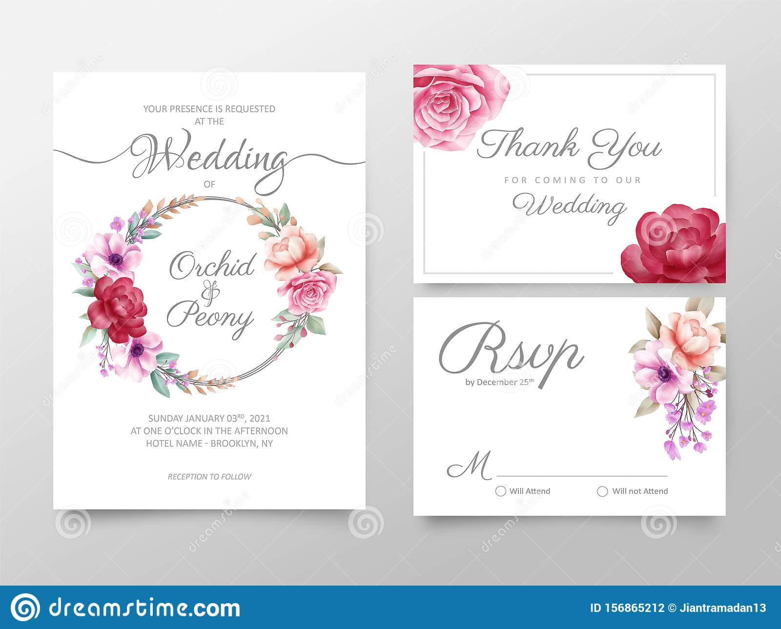 Stylish Watercolor Floral Wedding Invitation Cards Template With Regard To Free Printable Wedding Rsvp Card Templates