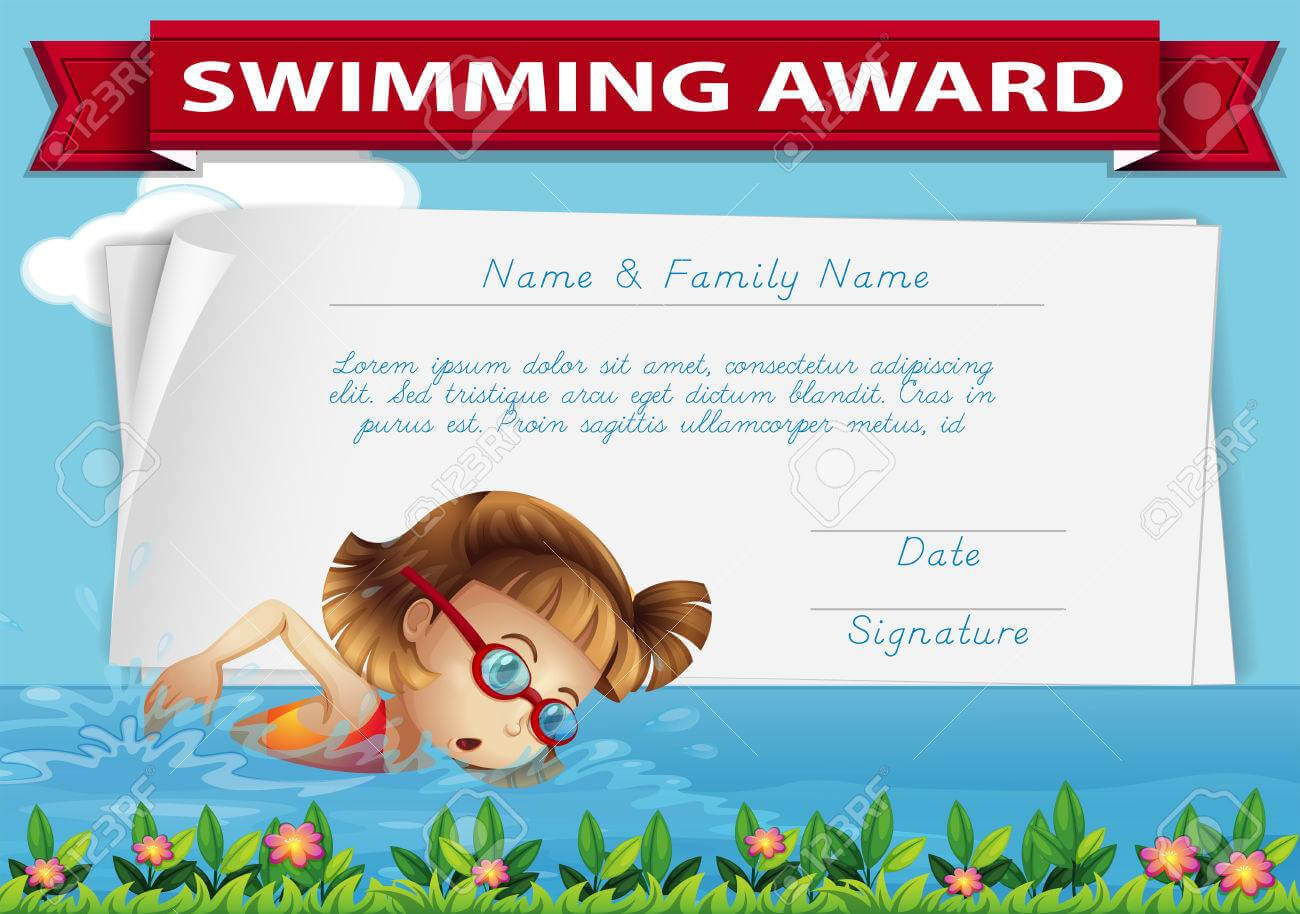 Swimming Award Certificate Template Illustration In Swimming Award Certificate Template