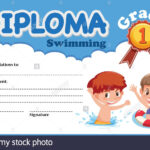 Swimming Diploma Certificate Template Illustration Stock Pertaining To Swimming Award Certificate Template