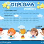Swimming Diploma Certificate Template Stock Vector Pertaining To Swimming Award Certificate Template