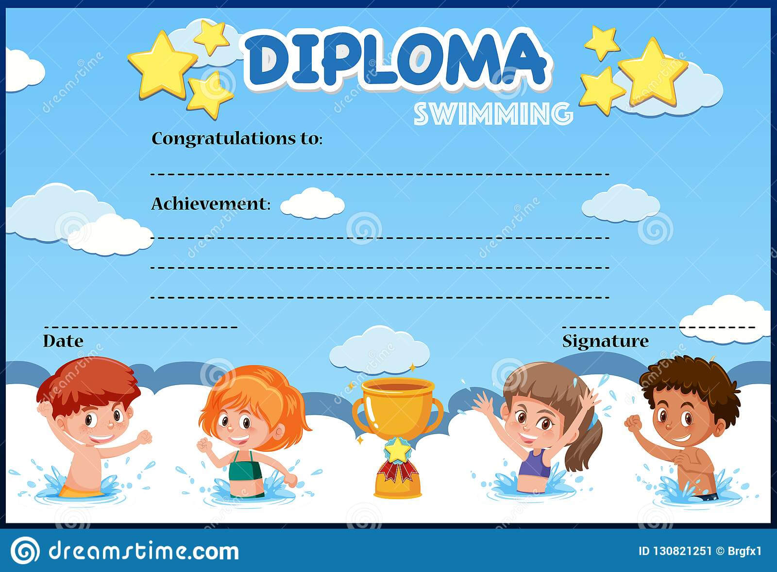 Swimming Diploma Stock Illustrations – 47 Swimming Diploma With Regard To Free Swimming Certificate Templates