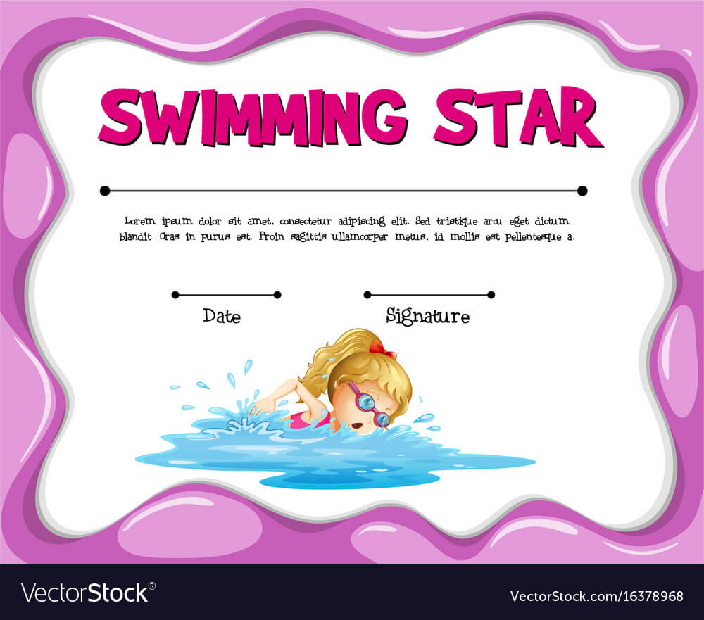 Swimming Star Certificate Template With Girl Throughout Star Of The Week Certificate Template