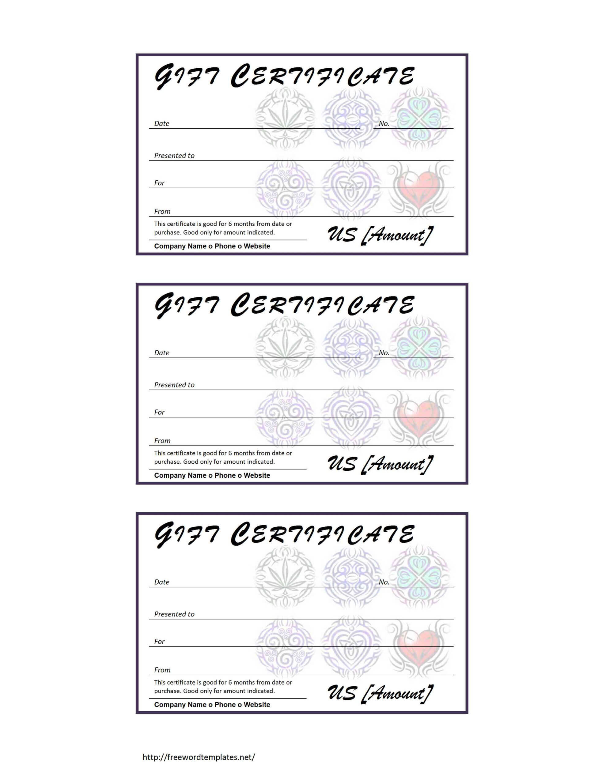 Tattoo Gift Certificate Template Throughout Tattoo Gift Certificate Template