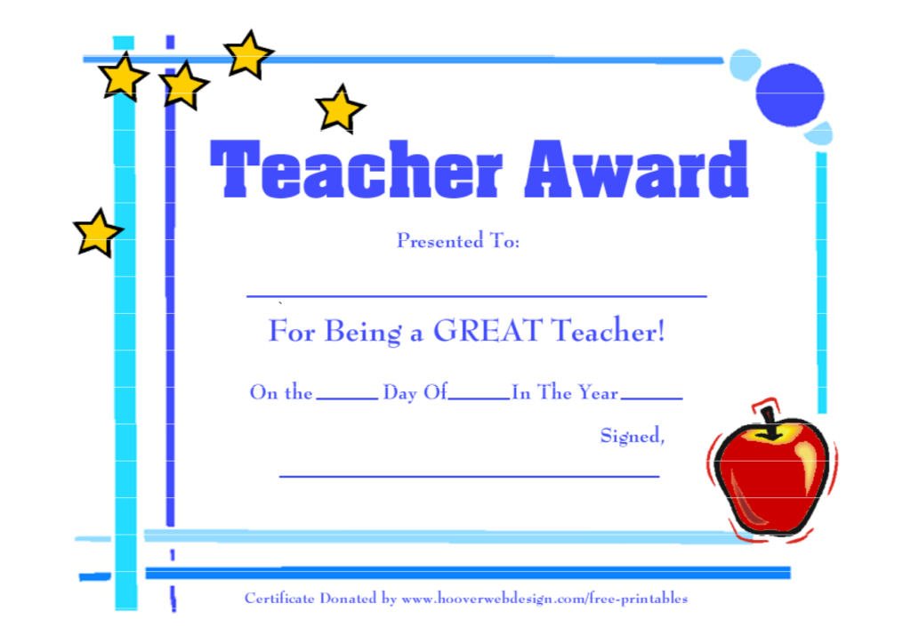 Best Teacher Certificate Templates Free Sample Professional Templates