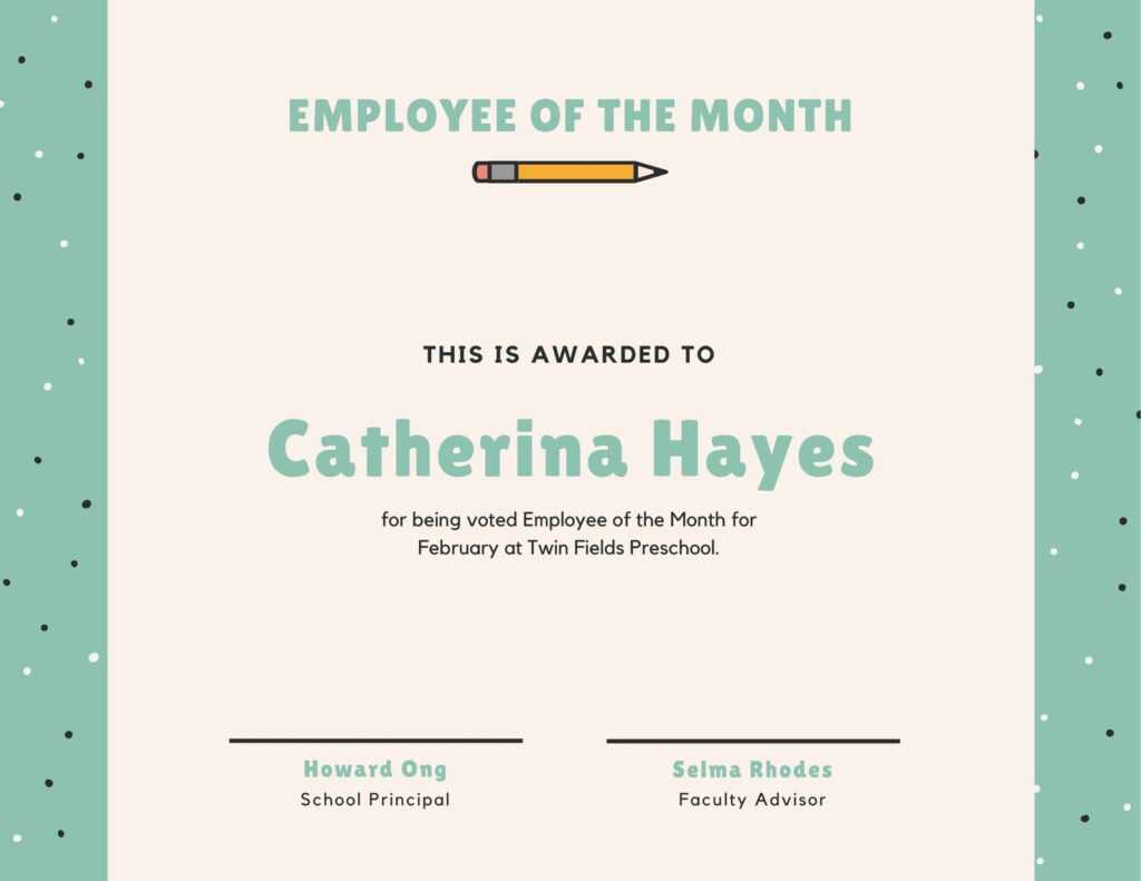 Teal And Cream Polka Dot Work Certificate – Templatescanva Intended For ...