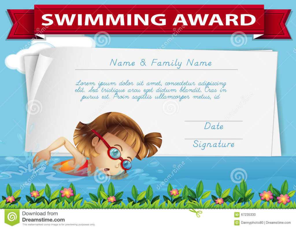 Template Certificate Swimming Award Stock Illustrations With