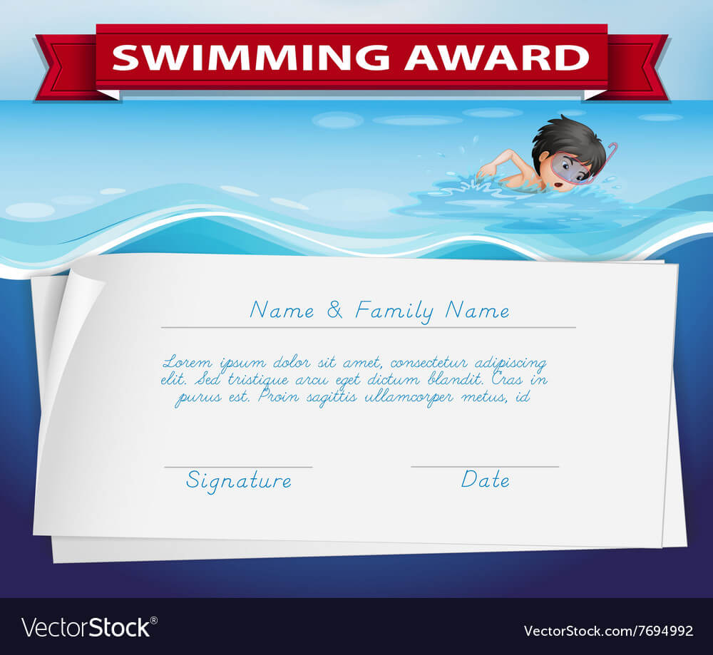Template Of Certificate For Swimming Award Pertaining To Swimming Award Certificate Template