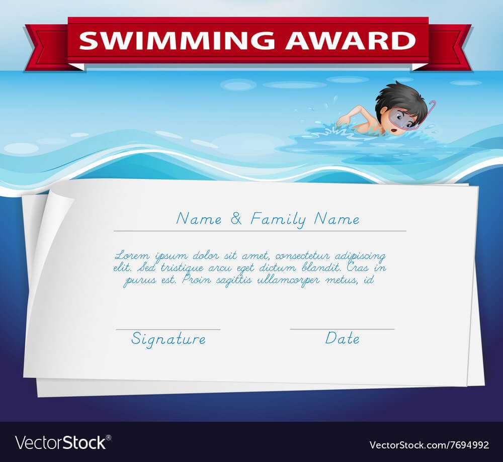 Template Of Certificate For Swimming Award Pertaining To Swimming Award Certificate Template