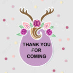 Template With Deer Headband For Party Invitation, Baby Shower,.. Pertaining To Template For Baby Shower Thank You Cards