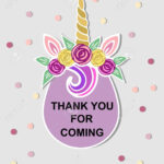 Template With Unicorn Tiara For Party Invitation, Baby Shower,.. For Thank You Card Template For Baby Shower