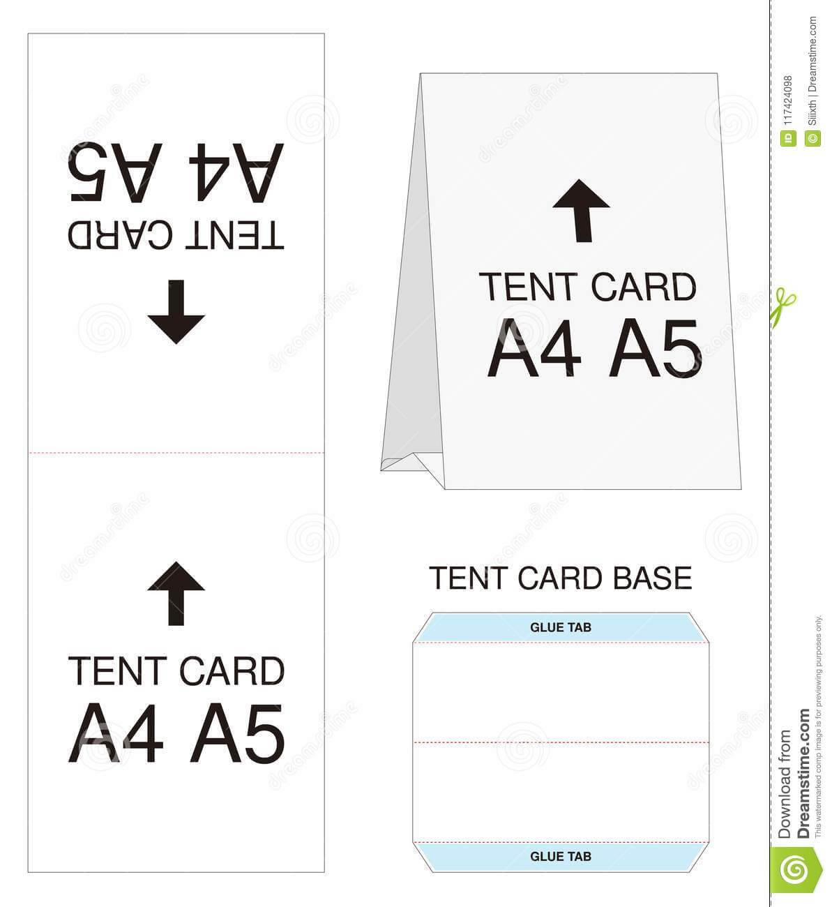 Tent Card A4 A5 Size Mock Up Die Cut Stock Vector Within Free Tent Card Template Downloads
