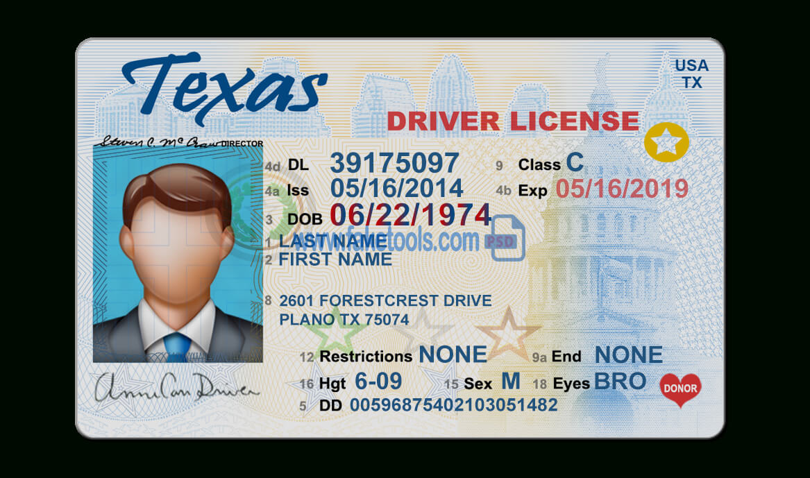 Texas Driver License Psd Template With Texas Id Card Template