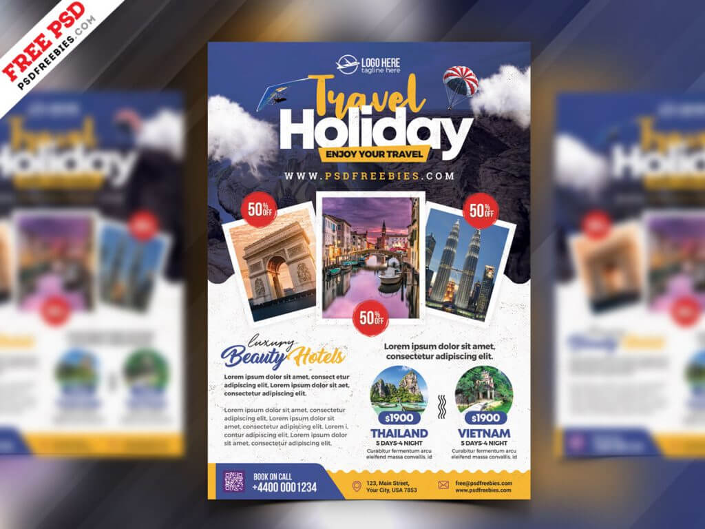Tour Travel Flyer Psd Template | Psdfreebies Throughout Travel And Tourism Brochure Templates Free