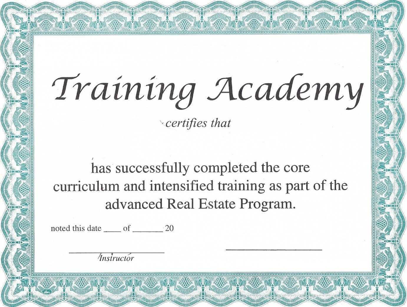 Training Certificate Template – Certificate Templates For Template For Training Certificate