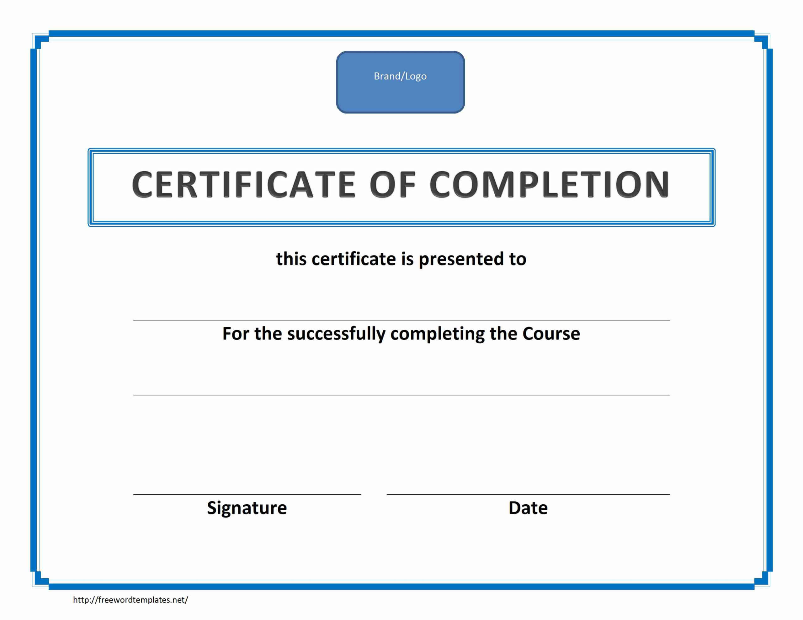 Training Certificate Template Pdf | Blank Certificates For Training Certificate Template Word Format