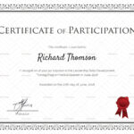 Training Participation Certificate Template With Certificate Of Participation Template Word