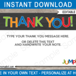 Trampoline Party Thank You Cards Template – Boys Intended For Soccer Thank You Card Template