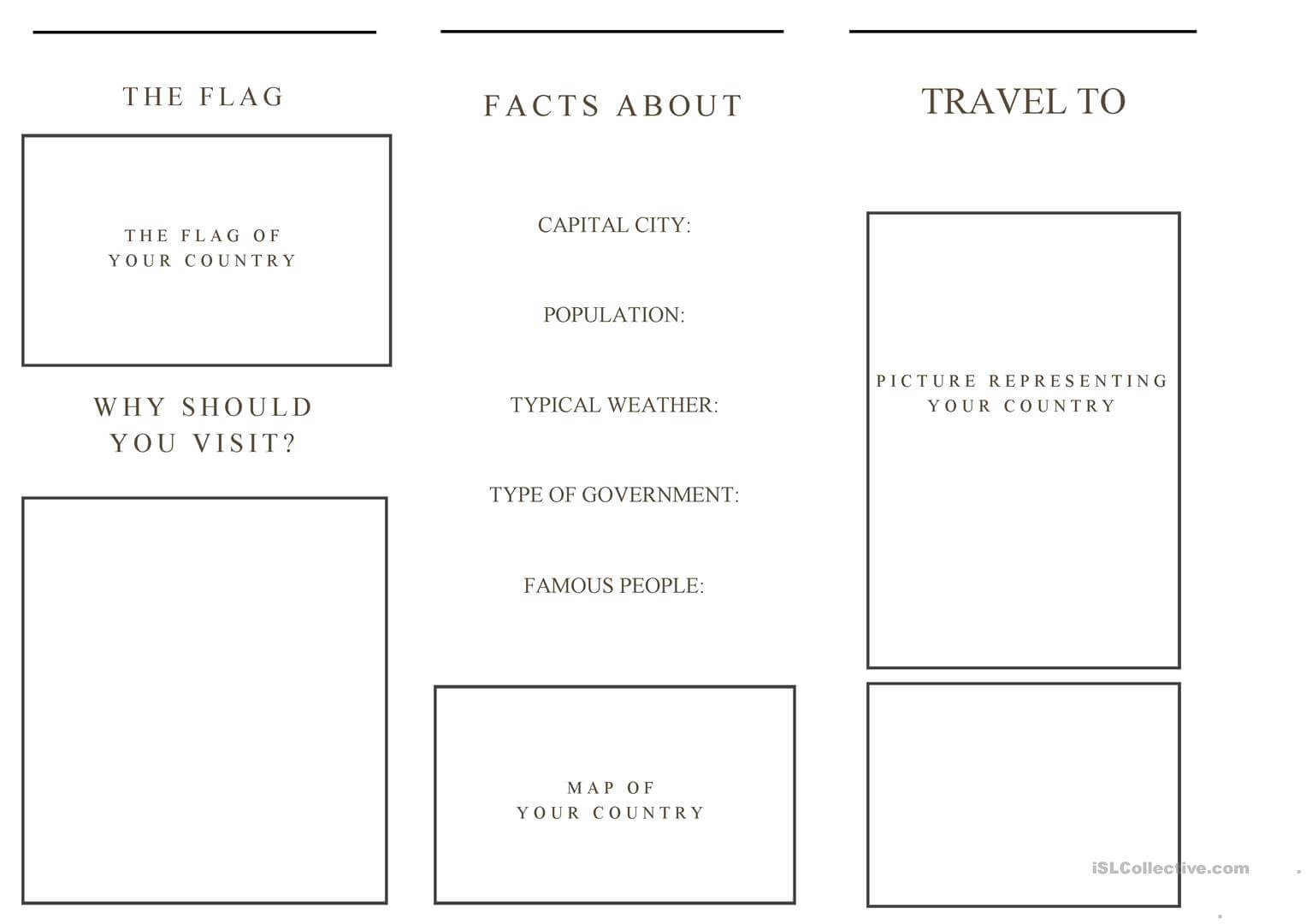 Travel Brochure Template And Example Brochure - English Esl Regarding Travel Brochure Template For Students